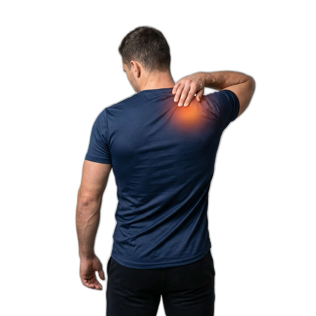 Person experiencing shoulder discomfort